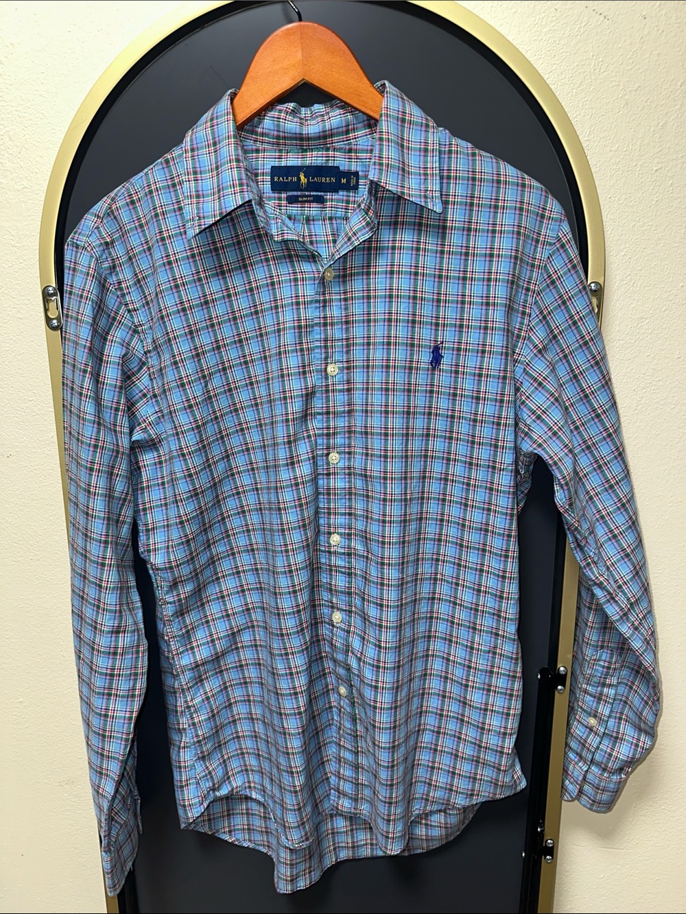 Ralph Lauren Blue Plaid Button-Down Shirt, Slim Fit